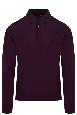 Поло мужское бордовое шерстяное с вышитым лого на трех пуговицах