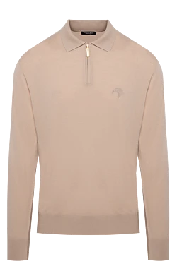 Поло чоловіче бежеве вовняне з вишитим лого