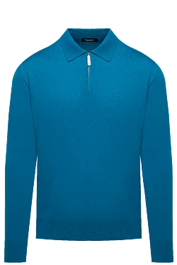 Поло чоловіче синє вовняне з вишитим лого
