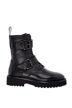 Black leather boots for women