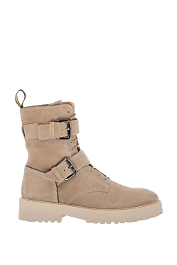 Beige suede boots for women