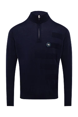 Троєр з вовни та шкіри алігатора синій чоловічий