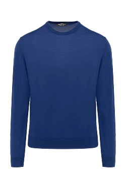 Men's blue long sleeve wool jumper