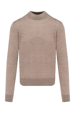 Men's high-collared stand-up woolen sweater beige