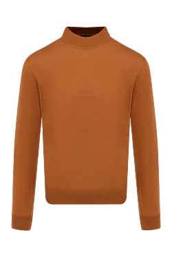 Men's high-collared stand-up woolen jumper brown