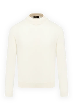 Men's high-collar stand-up woolen sweater white