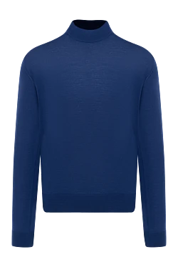 Men's high-collared woolen jumper blue