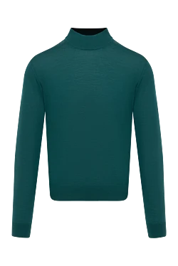 Men's high-collar stand-up jumper made of wool green