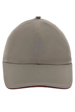 Beige polyester and polyamide cap for men
