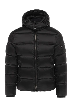 Black polyester down jacket for men