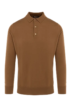 Polo with long sleeves made of wool for men brown