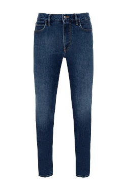 Blue cotton and polyurethane jeans for men