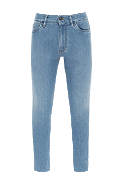 Blue cotton and polyurethane jeans for men