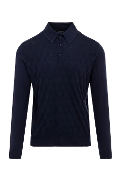 Поло з довгим рукавом чоловіче темно-синє на удзиках