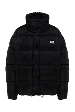 Black polyester down jacket for women