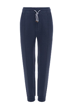 Blue cotton and polyamide pants for men