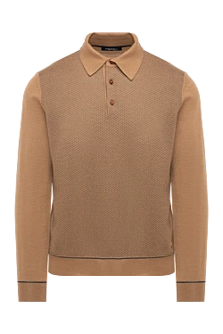 Поло з кашеміру та шовку з довгим рукавом у теплому карамельному кольорі