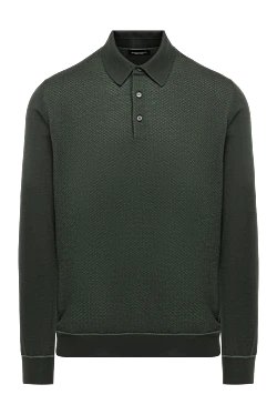 Поло з довгим рукавом із кашеміру та шовку чоловіче зелене
