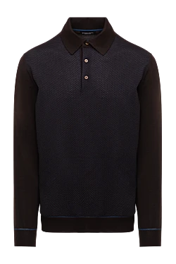 Поло з довгим рукавом та фактурною в'язкою в коричневому кольорі