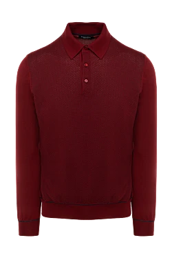 Поло з довгим рукавом з кашеміру та шовку чоловіче червоне