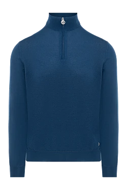 Тройер із тонкої вовни з фактурним візерунком чоловічий синій