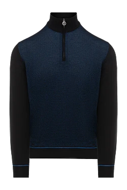 Троєр з фактурним плетінням та застібкою на комірі чорний