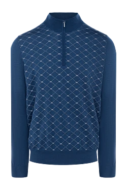 Cashmere and silk troyer blue for men