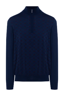 Cashmere and silk troyer blue men's