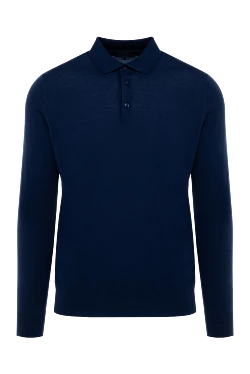 Polo with long sleeves made of wool blue for men