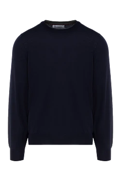 Long sleeve wool and cashmere sweater blue for men