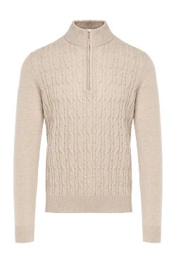 Beige men's cashmere troyer