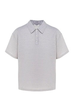 Women's gray cotton and linen polo shirt