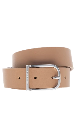 Genuine leather belt for women beige