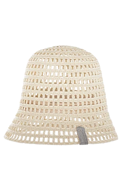 Women's hat made of viscose and genuine leather beige