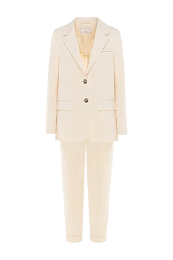 Women's beige cotton and polyamide suit with pants