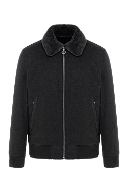 Куртка з кашеміру хутра та шкіри крокодила чорна чоловіча