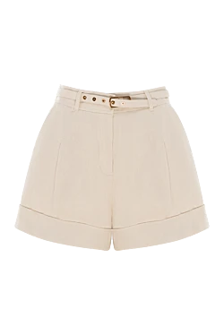 Beige linen shorts for women