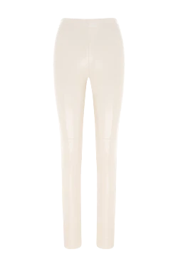 Women's leggings made of polyester and genuine leather, beige