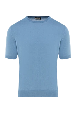 Short sleeve silk and cotton jumper for men blue