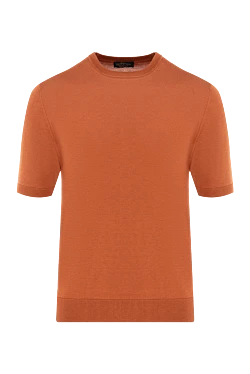 Orange silk and cotton short sleeve jumper for men