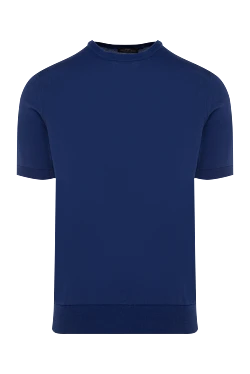 Short sleeve jumper made of silk and cotton men's blue