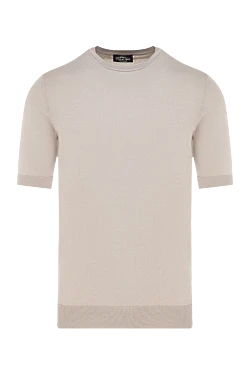 Beige men's short sleeve silk and cotton jumper