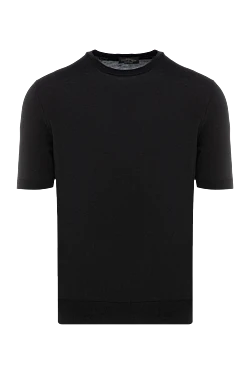 Short sleeve silk and cotton jumper for men black