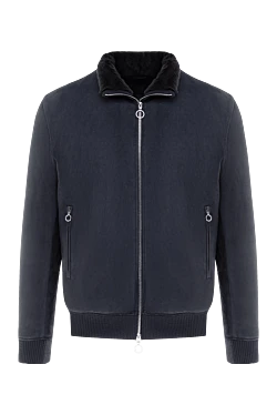 Men's blue nylon and fur jacket