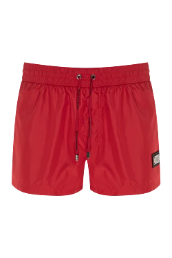 Red polyester beach shorts for men