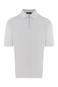 Поло из шелка и хлопка мужское серое