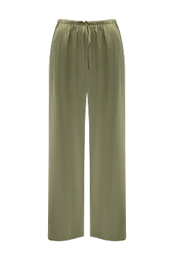 Women's silk and elastane trousers green
