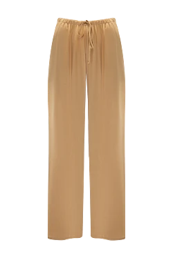 Women's brown silk and elastane trousers