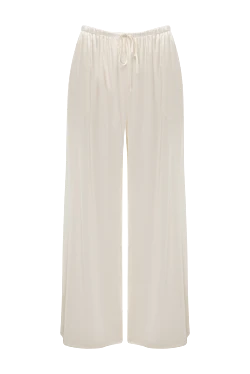Women's white silk and elastane trousers