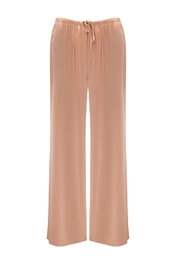 Women's pink silk and elastane trousers